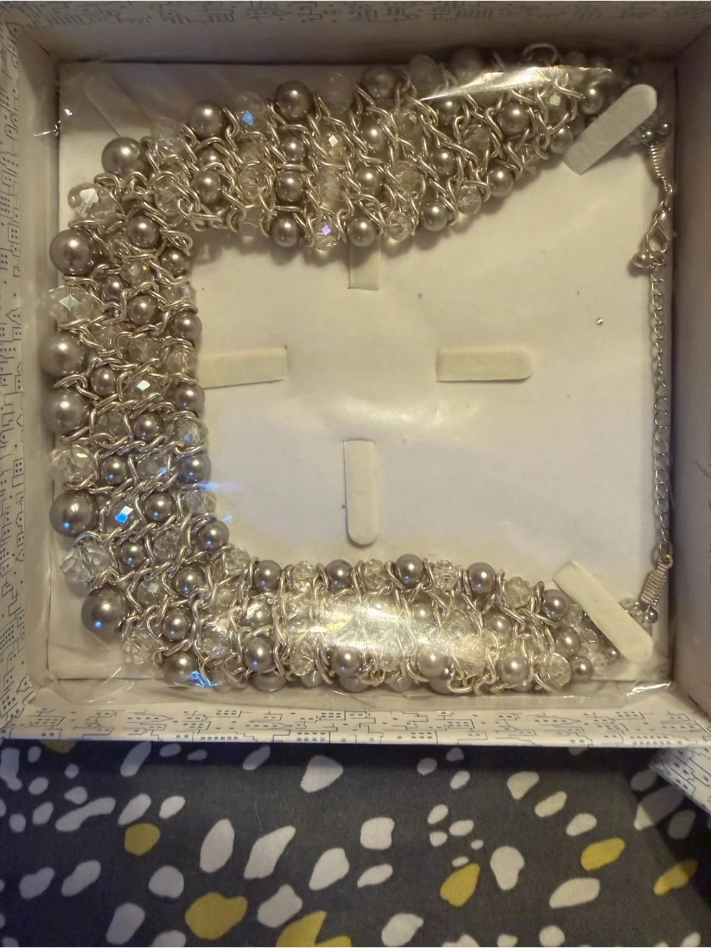 Silver Pearl Cluster Necklace